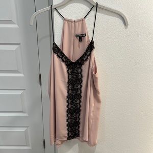 Express Dusty Pink and Black Lace Blouse Camisole